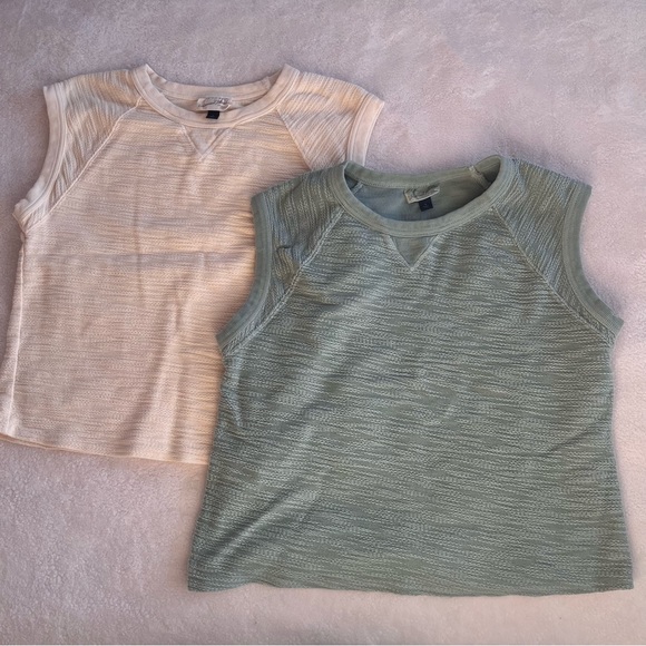 Universal Thread Tops - Universal Thread Buttery Yellow Sage Green Textured Crop Sleeveless Tank Lot 2